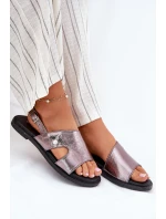 Sandały Damskie Płaskie Z Ozdobnym Detalem Vinceza 17378 Srebrne