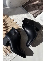 Ocieplane Botki Damskie Na Słupku Z Eko Skóry Czarne Talienne