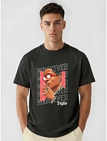 Pánske bavlnené tričko nadmernej veľkosti s čiernou potlačou FashionStreet NX1013R Pánske bavlnené tričko nadmernej veľkosti s čiernou potlačou FashionStreet NX1013R