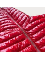 Červená prešívaná dámska bunda s kapucňou (B9561)