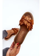 Zazoo 40381 Dámske kožené žabky s plochou podrážkou Brown Zazoo 40381 Dámske kožené žabky s plochou podrážkou Brown