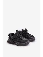 Sneakersy Dziecięce Ozdobione Cekinami Czarne Liatoma