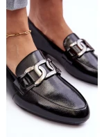 Mokasyny Damskie Lakierowane Z Ozdobą Czarne Camilena