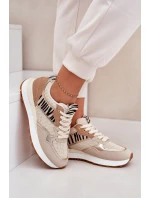 Buty Sportowe Damskie Na Platformie Zebra Beżowe Davinara