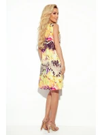 296-8 VICTORIA Trapézové šaty - žltá leopardia potlač