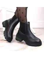 Dámske zateplené kožené členkové topánky PAW484 Black - Filippo