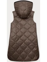 Tmavobéžová dámska vesta s ozdobným prešívaním (B8230-12) Tmavobéžová dámska vesta s ozdobným prešívaním (B8230-12)
