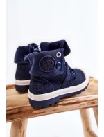 Wysokie Dziecięce Trampki Wiązane Granatowe Tobby