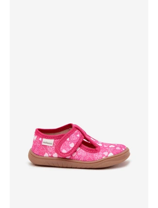Kapcie Barefoot Dziewczęce W Serduszka Na Rzep Milami Fuksja Talirae