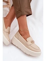 Dámske kožené mokasíny na platforme Vinceza Beige Dámske kožené mokasíny na platforme Vinceza Beige