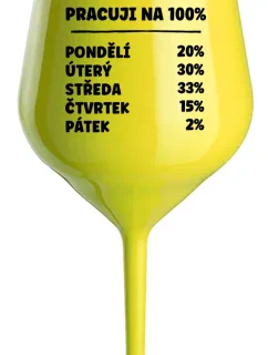 PRACUJI NA 100% - žlutá nerozbitná sklenice na víno 470 ml
