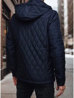 Pánska prešívaná bunda s kapucňou tmavomodrá FashionStreet TX4988