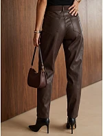 Dámske voskované nohavice s balónovým strihom, hnedé, FashionStreet UY3122 Dámske voskované nohavice s balónovým strihom, hnedé, FashionStreet UY3122