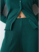 Dámske nohavice Versatile Rib Straight Trousers, zelené – Green – TRIUMPH