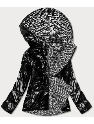 Čierno/biela obojstranná dámska bunda (W588BIG)