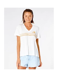 RIP CURL Tričko s výstrihom do V Sunset - biele