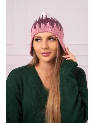 Dámska čiapka Nikol K405 white+bordeaux+pink