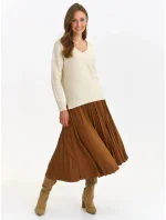 Dámsky sveter SSW3619 Ecru so zlatou niťou - Top Secret