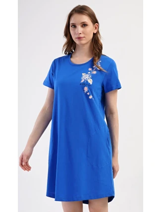 Dámske domáce šaty s krátkymi rukávmi Kvety