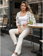 Dámske úzke džínsy s vysokým pásom béžová FashionStreet UY2942