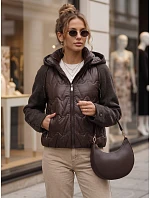 Dámska prešívaná bunda s odnímateľnou kapucňou, hnedá, FashionStreet TY5935
