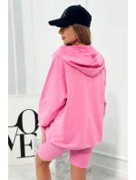 Set 3 v 1 mikina, top a krátke legíny ružový