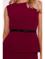 S427 Peplum šaty - bordové