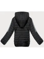 Čierno-grafitová prešívaná dámska bunda s kapucňou (8M912-392) Čierno-grafitová prešívaná dámska bunda s kapucňou (8M912-392)