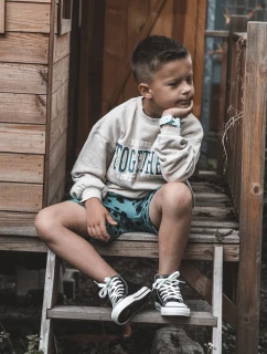 Dziecięce Skórzane Wysokie Trampki Czarno-Białe Marney