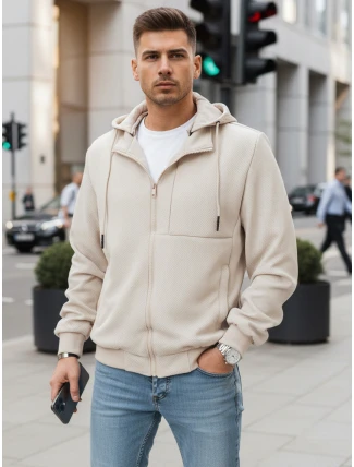 Pánska prechodná bunda s kapucňou béžová FashionStreet TX5030