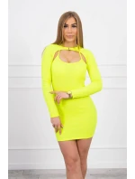 Pruhované vypasované šaty žlté neónové