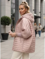 Dámska prešívaná bunda s kapucňou ružová FashionStreet TY5528