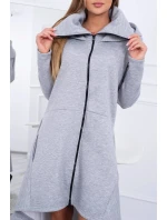 Zateplené šaty s dlhšími bokmi šedej
