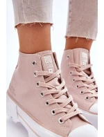 Wysokie Materiałowe Trampki Na Platformie Big Star LL274157 Nude