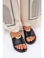 Klapki Damskie Eko Skórzane Z Ozdobnymi Detalami Czarne Mevith