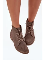 Semišové topánky na podpätku Dark Beige Zazoo Semišové topánky na podpätku Dark Beige Zazoo