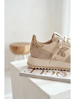 Dámske kožené semišové tenisky na platforme Kobbo 100103 Beige Dámske kožené semišové tenisky na platforme Kobbo 100103 Beige