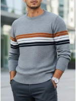 Pánsky pruhovaný sivý sveter FashionStreet WX2324 Pánsky pruhovaný sivý sveter FashionStreet WX2324