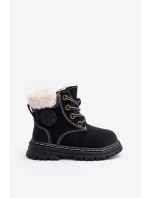 Dziecięce Trapery Botki Na Suwak z Kożuszkiem Czarne Marialee