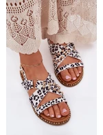 Sandały Damskie Na Płaskim Obcasie Ze Złotymi Ćwiekami Biało-Czarne Zanira