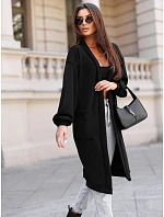 Dlhý dámsky oversize kardigán s vreckami, čierny, FashionStreet MY2583