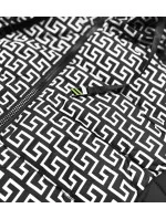 Čierno-biela vzorovaná dámska bunda s kapucňou (W715)