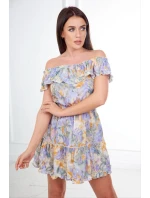 Zelené kvetinové šaty s otvorenými ramenami