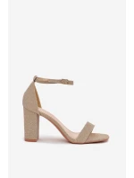 Błyszczące Sandały Damskie Na Słupku Złote Kavina