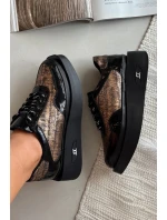 Skórzane Sznurowane Półbuty Damskie Na Platformie Artiker 57C2044 Czarne