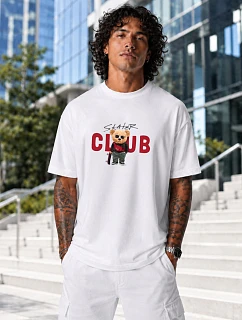 Pánske bavlnené tričko oversize s potlačou FashionStreet NX1031R