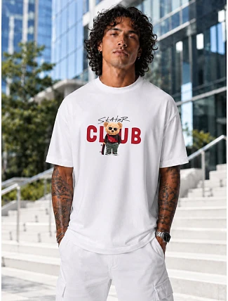 Pánske bavlnené tričko oversize s potlačou FashionStreet NX1031R Pánske bavlnené tričko oversize s potlačou FashionStreet NX1031R