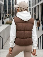 Dámska zateplená vesta bez kapucne, hnedá, FashionStreet TY5725 Dámska zateplená vesta bez kapucne, hnedá, FashionStreet TY5725