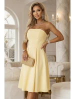 641-3 VIVIENNE korzetové midi šaty s opaskom - pastelovo žlté