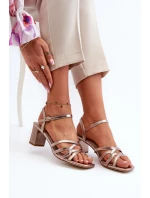 Sandały Damskie Na Słupku Sergio Leone SK065 Złote